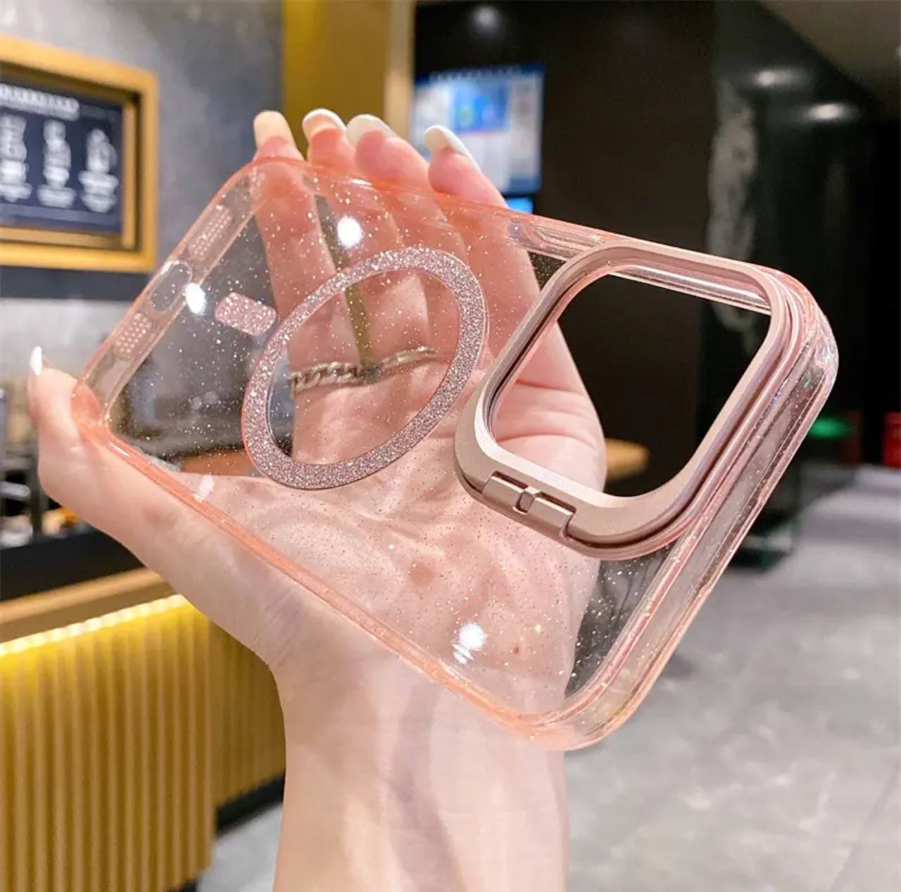 15B8A4C7-AE09-46C9-BABC-91F9D274649D قاب موبایل آیفون پنجره ای شاینی pink - Image 1