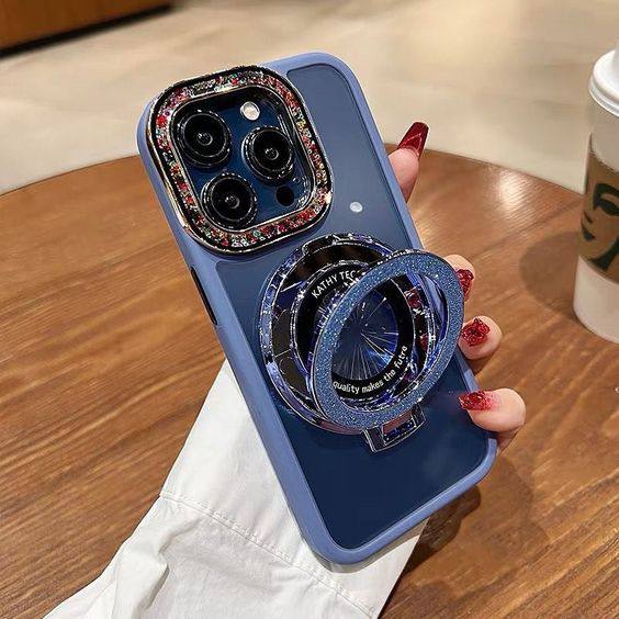 F46D5940-67BA-44A7-8828-C263003C61D6 قاب موبایل آیفون استندی kathy tech آبی - Image 1