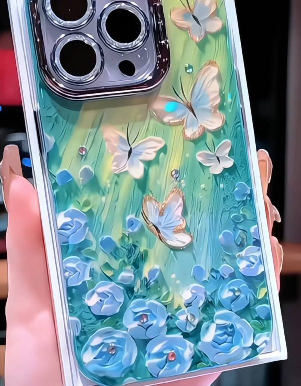 خرید قاب آیفون گل و پروانه