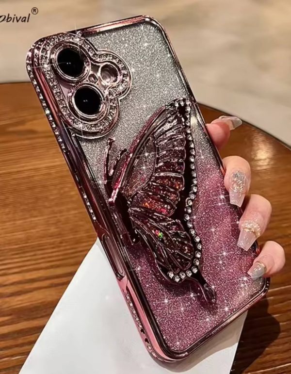 کاور آیفون طرح پروانه صورتی