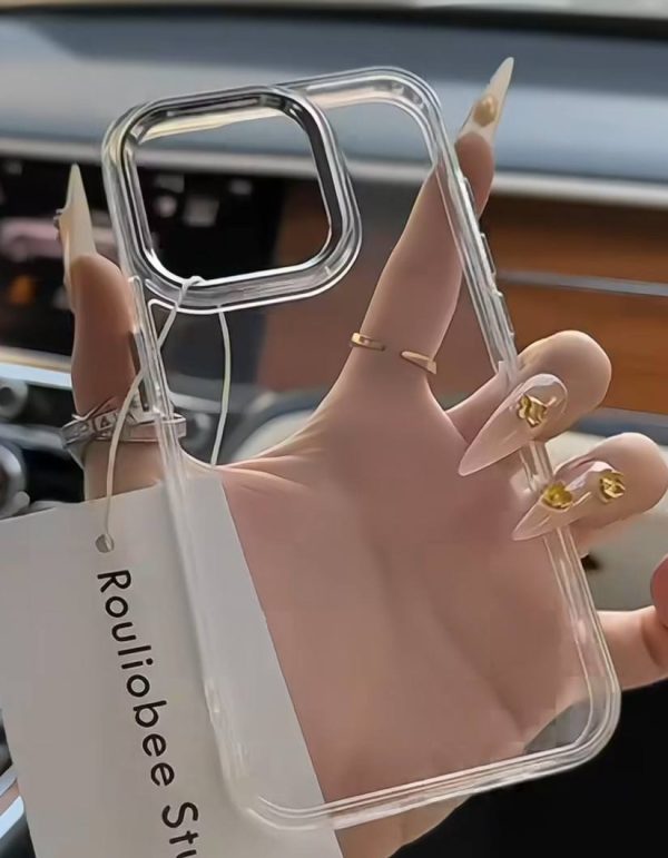 قاب موبایل ژله ای بیرنگ دکمه فلزی