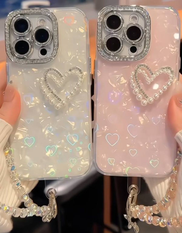 قاب موبایل آیفون هلوگرامی برجسته با آویز