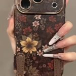 قاب موبایل گلدار چرمی هنری